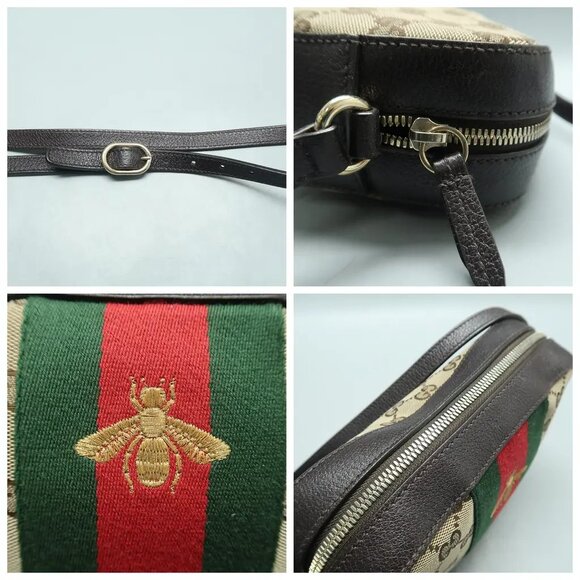 GUCCI Webby Bee Brown Cloth Shoulder Bag 659-022825 - Picture 8 of 11